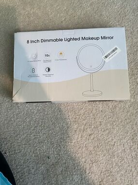 8 Inch Dimmable Lighted Makeup Mirror - Neutral Beige/White
